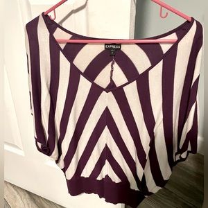 White and purple striped sweater - Express